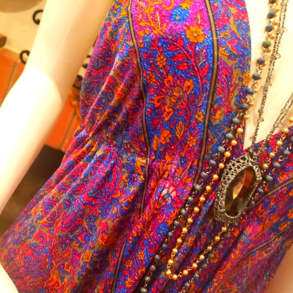 Karma Highway Beautiful BoHo Silky Tier Maxi Dress OS NWT - Picture 2 of 8